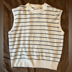 Universal Thread Cream and Black Striped Knit Sleeveless Tank